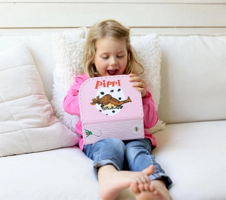 Walizka dla dzieci różowa akcesoria zabawki przechowywanie zabawek Pippi