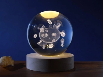 Lampka kryształowa kula Kot 8 cm