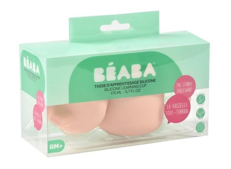 Beaba Kubeczek treningowy silikonu z pokrywką z ustnikiem Pink