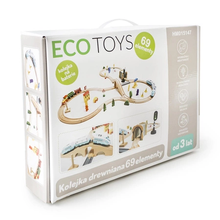 Drewniana kolejka pociąg na baterie 69el Ecotoys