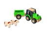 Drewniany traktor z przyczepką