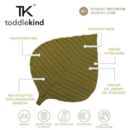 TODDLEKIND Mata do zabawy z bawełny organicznej w kształcie liścia Leaf Mat Sand Castle