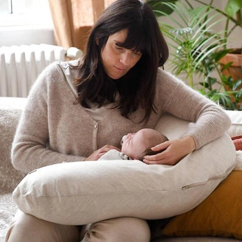 Beaba Ergonomiczna poduszka rogal dla kobiet w ciąży i karmiących Big Flopsy ™ Linen natural