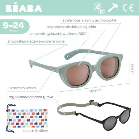 Beaba Okulary przeciwsłoneczne dla dzieci 9-24 miesięcy Lucky - Sage Green