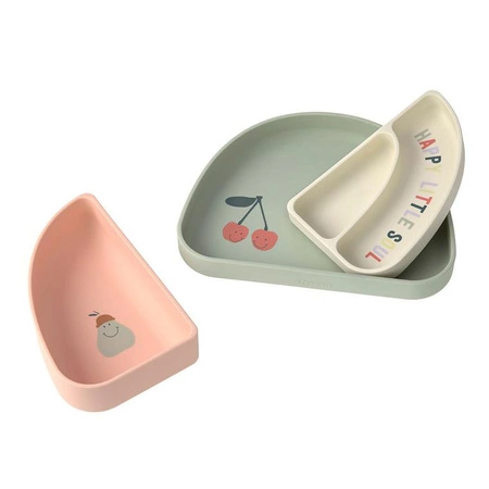 LLassig Zestaw silikonowych naczyń 3 el. Happy Fruit Cherry