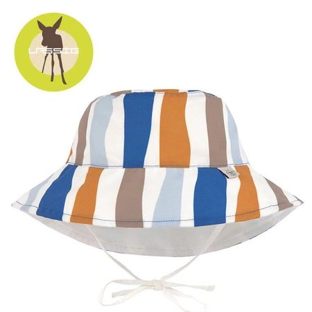 Lassig Dwustronny kapelusz przeciwsłoneczny UV80 Splash & Fun Fale blue/nature, rozm. 50/51