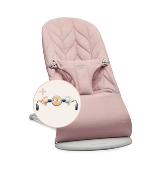 BABYBJORN - leżaczek BLISS COTTON, Petal Quilt, Zgaszony róż + Zabawka Googly Eyes Pastels