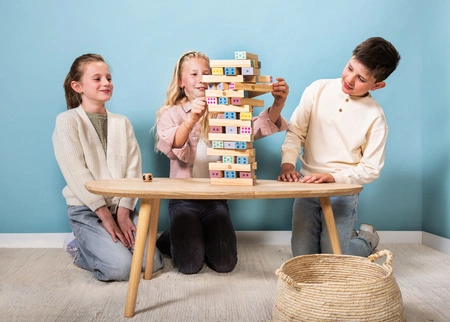 BS Toys, drewniana gra wieża numerów z kostką
