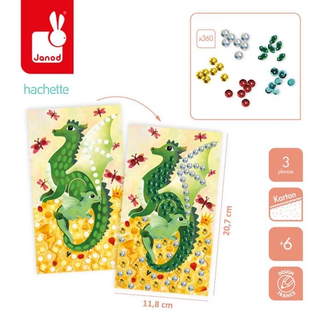 Zestaw kreatywny Cekiny Smoki 6+, Janod