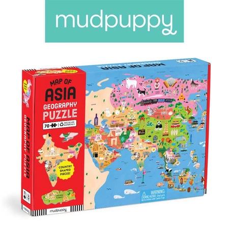 Mudpuppy Puzzle konturowe Mapa Azji 70 elementów 5+
