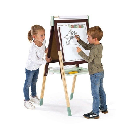 Duża drewniana tablica brązowa z 14 akcesoriami, Janod