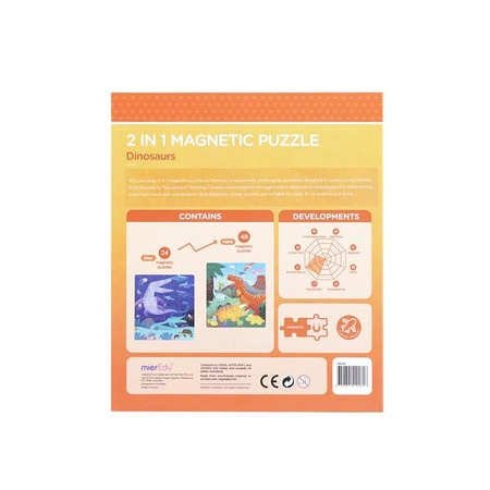mierEdu Puzzle magnetyczne 2 w 1 - Dinozaury ME181
