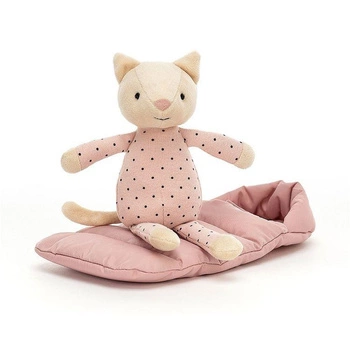 JellyCat - Kotek w Piżamce i Śpiworku Jasno Różowym 23 cm
