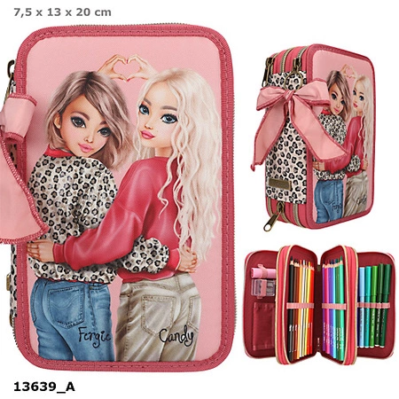 Piórnik 3-komorowy z wyposażeniem Top Model Leoheart 13639A