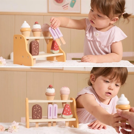 VIGA Drewniana Lodziarnia Sklepik Zestaw z Lodami 6 szt Lodów