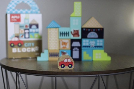 Drewniane klocki z woreczkiem Apli Kids - Miasto