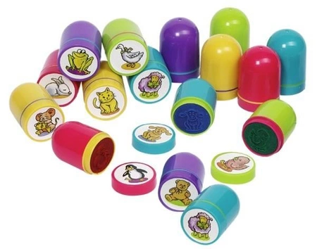 Stemple z tuszem Zwierzęta 10szt. 15344-Goki, pieczątki dla dzieci