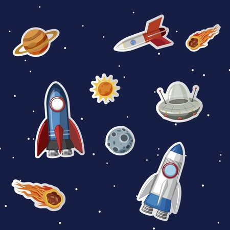 Naklejki metaliczne Apli Kids - Statki kosmiczne