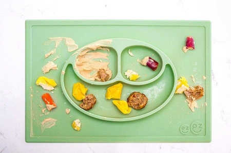 EZPZ Silikonowy talerzyk z podkładką 2w1 Happy Mat pastelowa zieleń