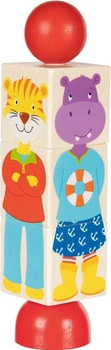 Obracane drewniane klocki Kolorowe zwierzaki 57427-Goki, układanki dla dzieci