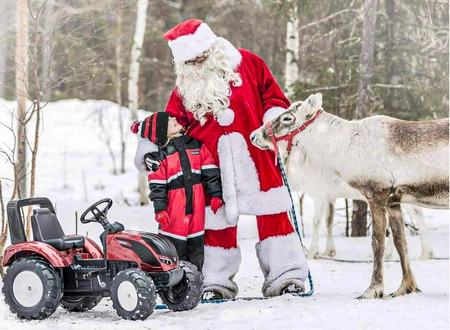 FALK Traktorek Czerwony Valtra S4 na Pedały z Przyczepką od 3 Lat