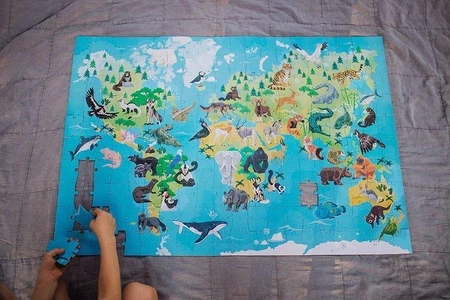 Puzzle edukacyjne z figurkami 3D Zagrożone gatunki 200 elementów 6+, Janod