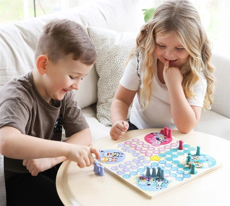 Drewniana gra strategiczna Chińczyk zabawka edukacyjna gry dla dzieci Bluey