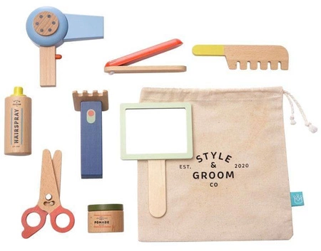 Style & Groom drewniany zestaw małego fryzjera 9 el 160920-Manhattan Toy, odgrywanie ról