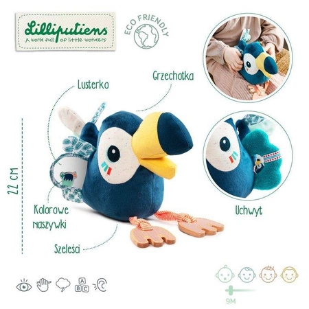 LILLIPUTIENS Przytulanka aktywizująca wielofunkcyjna Tukan Pablo 9 m+