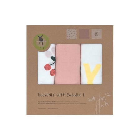 Lassig Bambusowy otulacz kocyk 80x80cm zestaw 3 szt. Happy Fruits Cherry