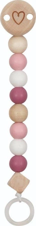 Drewniany łańcuszek do smoczka Serduszko róż i malina 65240-Goki Baby, prezent dla niemowlaka