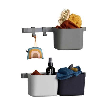 LEANDER - organizer na pieluchy i akcesoria dziecięce - 3 sztuki, 2 haczyki i szyny, dusty grey