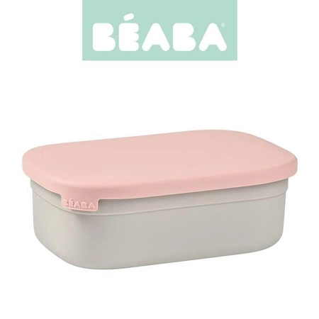 Beaba Lunchbox ze stali nierdzewnej konfigurowalny z silikonową pokrywką i osłoną Powder Pink