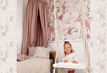 WOODLAND GIRLS PINK - Tapeta Dla Dziewczynek Z Leśnymi Zwierzątkam Malumi