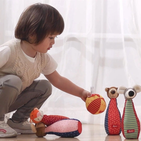 Zestaw miękkie kręgle dla dzieci zabawka rozwojowa patchwork gra sigikid