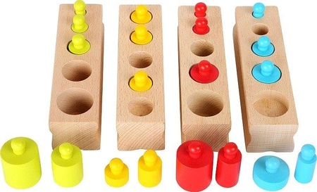 Drewniana układanka logiczna odważniki Montessori 10525-Small Foot, zabawki edukacyjne