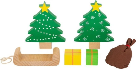 Bożonarodzeniowe figurki drewniane Święty Mikołaj z prezentami i leśni przyjaciele Small Foot 11749