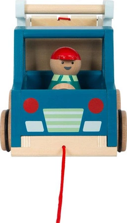 Samochód drewniany niebieska Wywrotka zabawka do ciągnięcia na sznurku 12348 Small Foot
