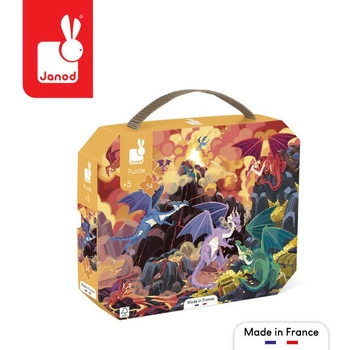 Puzzle w walizce Ogniste smoki 54 elementy 5+ Made in France, Janod