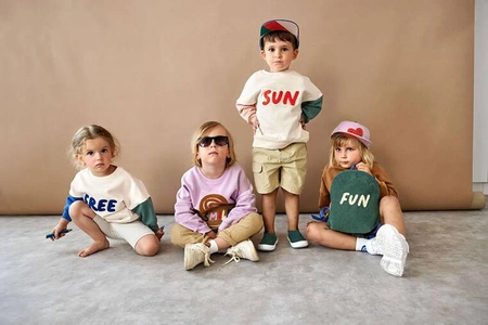 Lassig Bluza z kapturem z bawełny organicznej GOTS Little Gang Fun caramel 4-6 lat