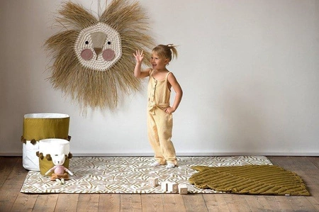 TODDLEKIND Mata do zabawy z bawełny organicznej w kształcie liścia Leaf Mat Sand Castle