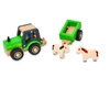 Drewniany traktor z przyczepką