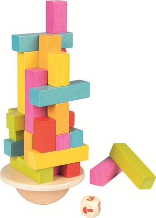 Gra drewniana układanka Kolorowa balansująca wieża 56795-Goki, zręcznościowe gry dla dzieci