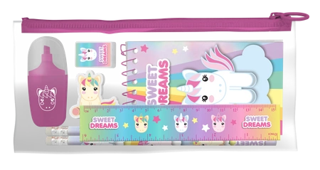 Zestaw piśmienniczy w saszetce Sweet Dreams Jednorożec 7 elementów KL11228