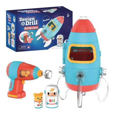 Design & Drill Stacja kosmiczna, Rakieta do złożenia, Wkrętarka dla dzieci, Zestaw edukacyjny