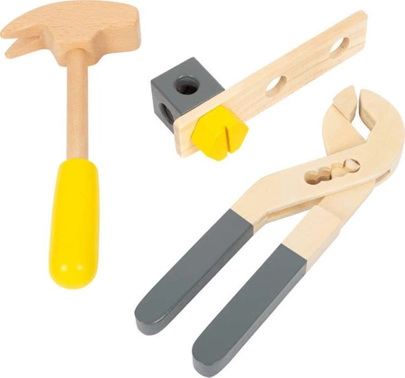 Drewniany zestaw narzędzi w skrzynce z uchwytem Miniwob 11809-Small Foot, majsterkowanie i narzędzia do majsterkowania