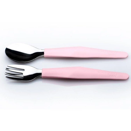 Zestaw sztućców ze stali nierdzewnej, różowy, Everyday Baby