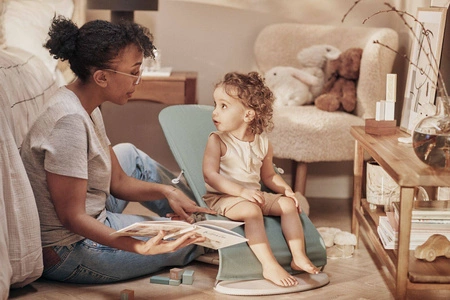 BABYBJORN - leżaczek BALANCE SOFT COTTON/JERSEY - Jasnoszałwiowy/Szary