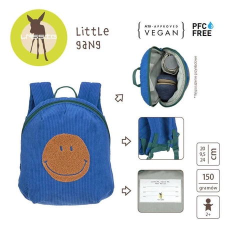Lassig Plecak mini sztruks Little Gang Smile blue