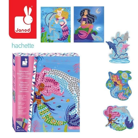 Zestaw kreatywny Mozaika Delfiny i syreny 7+, Janod (stary indeks: J07902)
